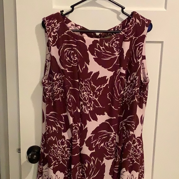 Sleeveless Floral Knee Length Dress Purple & Pink - Picture 2 of 4